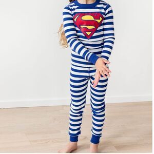 Hanna Andersson DC Superman Organic Cotton Striped Pajamas • size 120 (size 6-7)